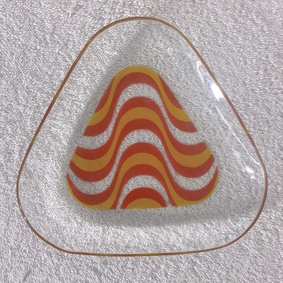 Vintage 70’s Hallå Assiett Wave Glass Art Snack Plate Side Plate Trinket Dish - Picture 1 of 10